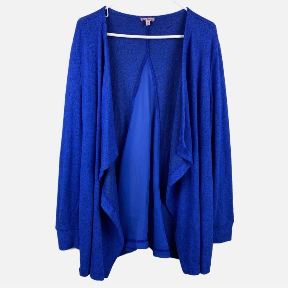 Juicy Couture Mixed Media Draped Waterfall Cardigan Womens Sz M Classic Office